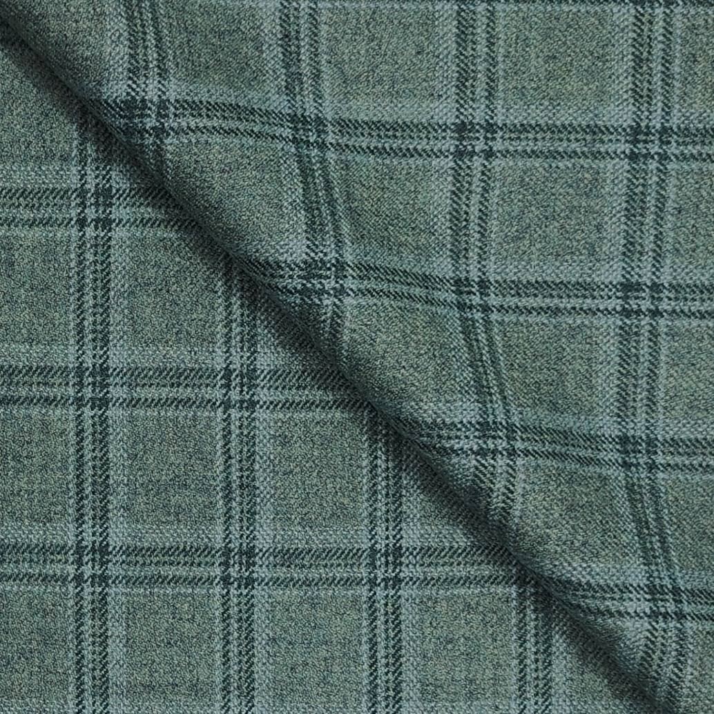 Tweed Blazer Fabric OCM Premium Wool Blended Broad Check Colour Dark Sea Green